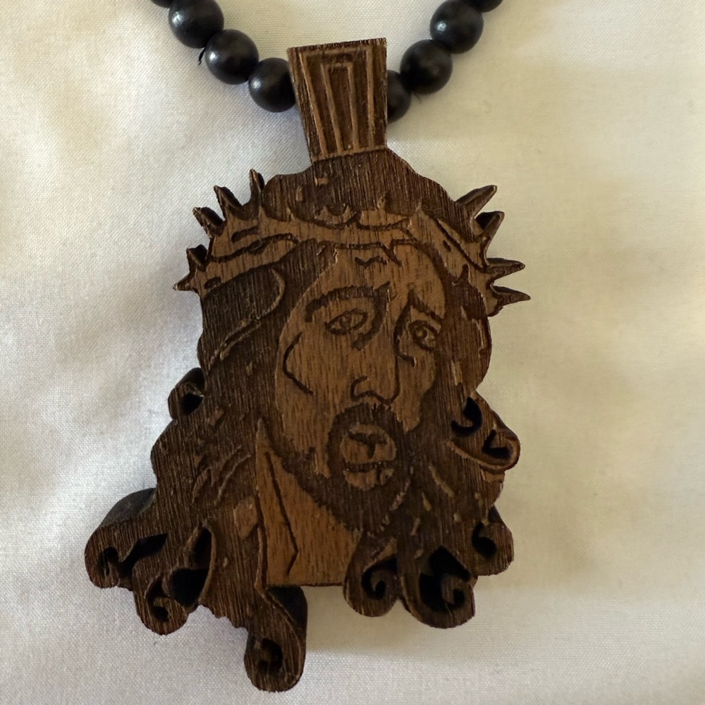 Jesus Piece Wood Necklace